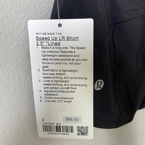NWT Lululemon Black Speed Up Short 2.5" Lined Size 2 - Picture 4 of 10